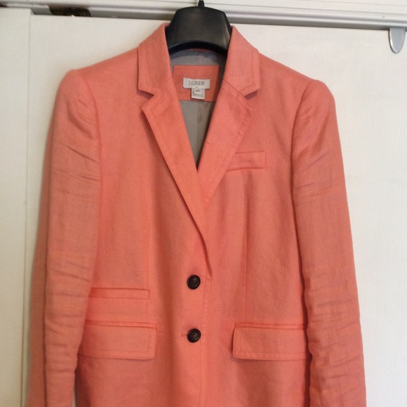 J. Crew Factory Jackets & Blazers - J Crew coral linen blazer